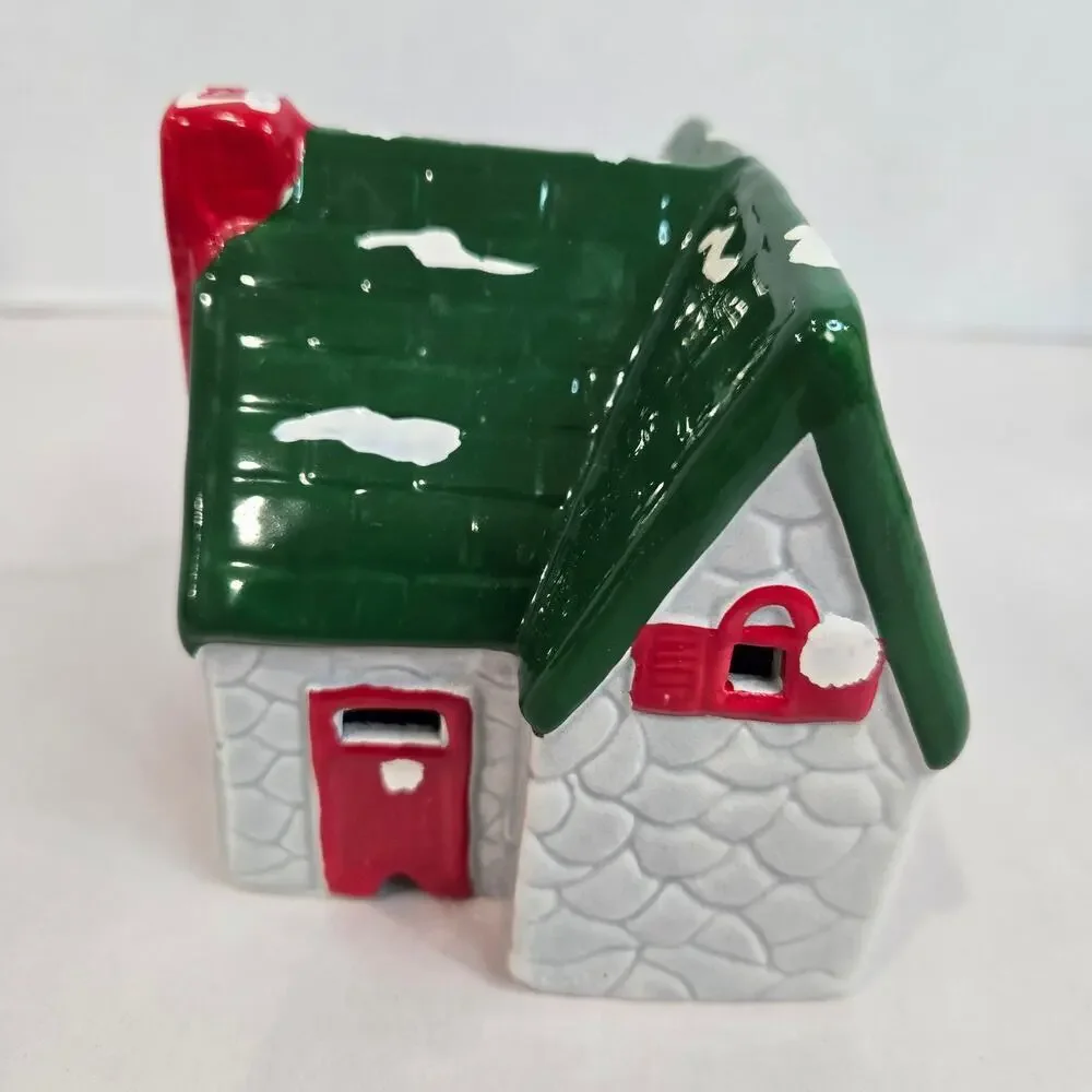 VTG 90s Pacific Rim Electrified Grey Stone House 6657 Christmas Village Ceramic